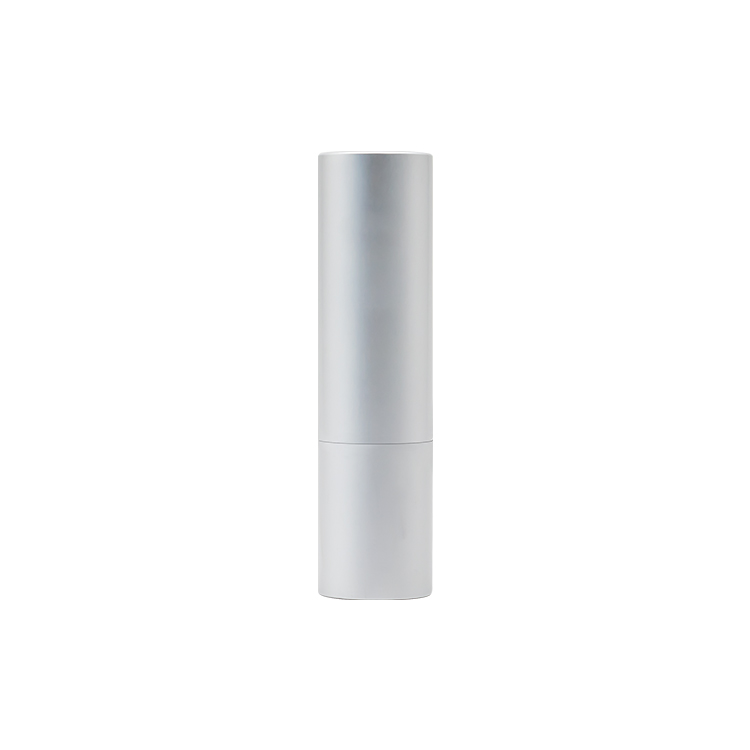 Matte Silver Round Lipstick Tube